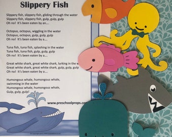 Slippery Fish Felt / Flannel Board / Puppet Set for Literacy and Speech Therapy