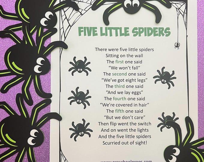 Five Little Spiders Felt / Flannel Board / Puppet Set for Literacy and Speech Therapy