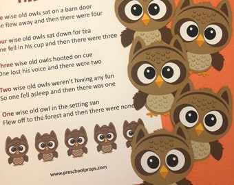 Five Wise Owls Puppet / Felt Board Set for Literacy and Speech Therapy