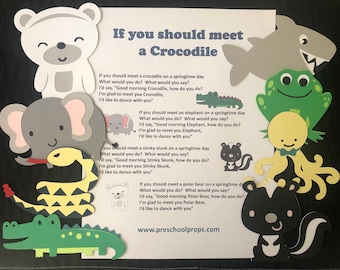 If You Meet a Crocodile Felt / Flannel Board / Puppet Set for Literacy and Speech Therapy