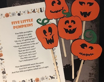 Five Little Pumpkins  Felt / Flannel Board / Puppet Set for Literacy and Speech Therapy