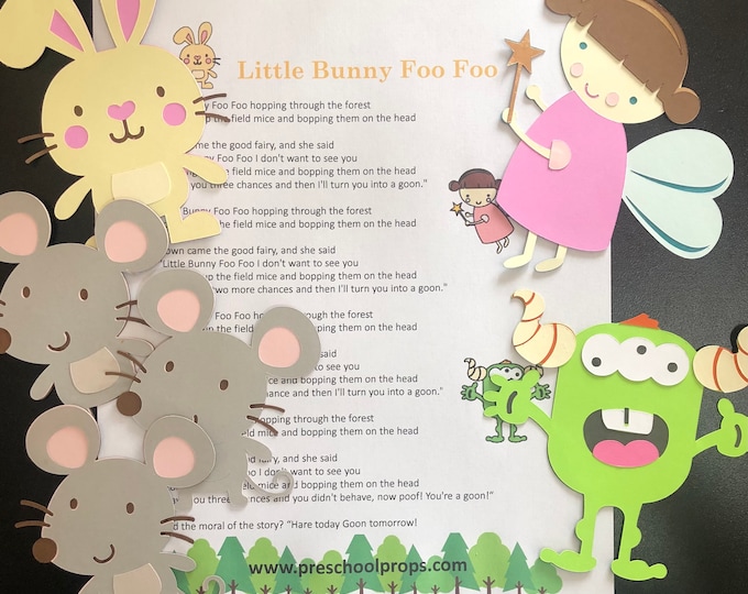 Little Bunny Foo Foo  Felt / Flannel Board / Puppet Set for Literacy and Speech Therapy