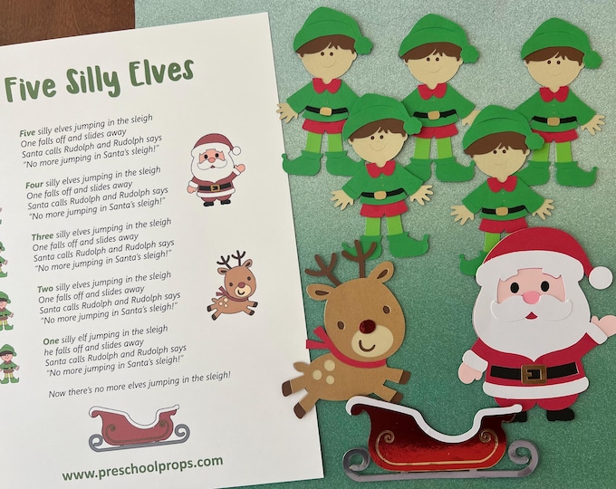 Five Silly Elves  Felt / Flannel Board / Puppet Set for Literacy and Speech Therapy