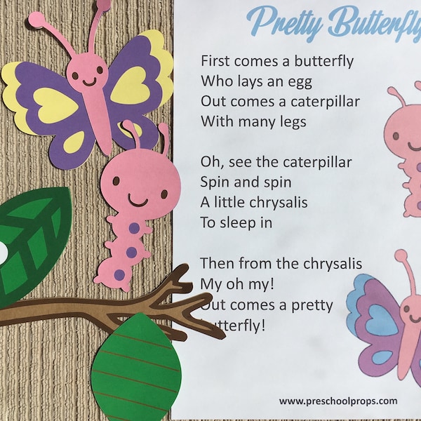 Butterfly Life Cycle Felt / Flannel Board / Puppet Set for Literacy and Speech Therapy