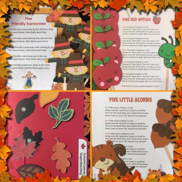 Fall / Autumn Collection  Felt / Flannel Board / Puppet Set File Folder for Literacy and Speech Therapy