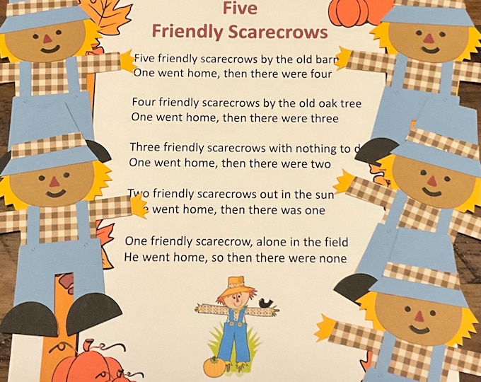 Five Friendly Scarecrows  Felt / Flannel Board / Puppet Set for Literacy and Speech Therapy