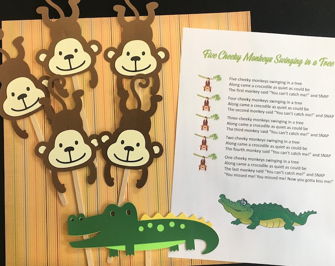 Five Cheeky Monkeys  Felt / Flannel Board / Puppet Set for Literacy and Speech Therapy