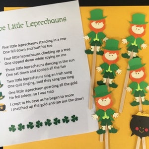 Five Lucky Leprechauns  Felt / Flannel Board / Puppet Set for Literacy and Speech Therapy