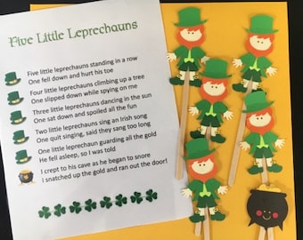 Five Lucky Leprechauns  Felt / Flannel Board / Puppet Set for Literacy and Speech Therapy