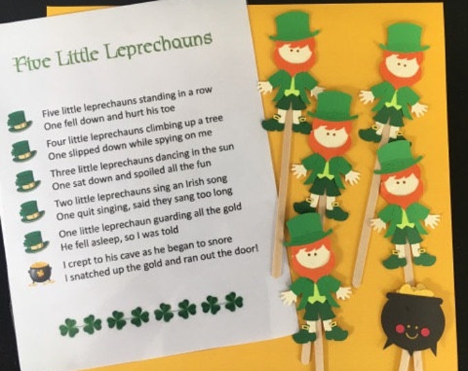 Five Lucky Leprechauns  Felt / Flannel Board / Puppet Set for Literacy and Speech Therapy