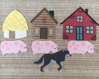 Three Little Pigs Felt / Flannel Board / Puppet Set for Literacy and Speech Therapy