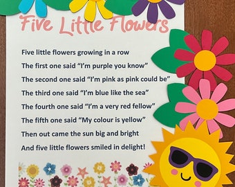 Five Little Flowers Felt / Flannel Board / Puppet Set for Literacy and Speech Therapy