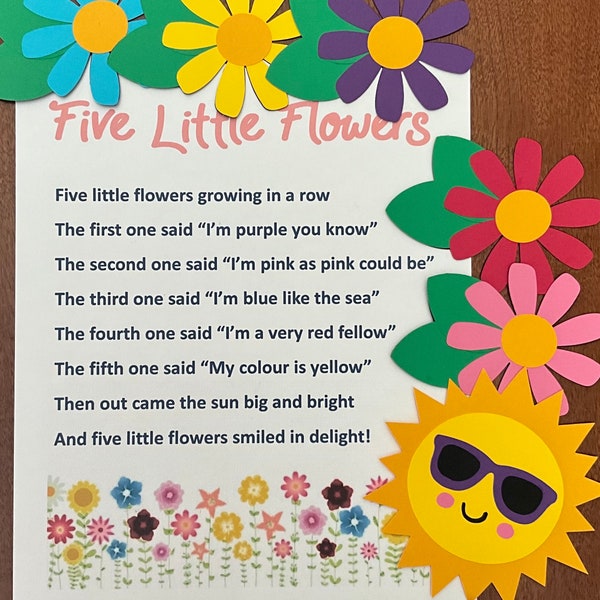 Five Little Flowers Felt / Flannel Board / Puppet Set for Literacy and Speech Therapy