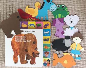 Brown Bear, Brown Bear Storybook Character Props  Felt / Flannel Board / Puppet Set for Literacy and Speech Therapy