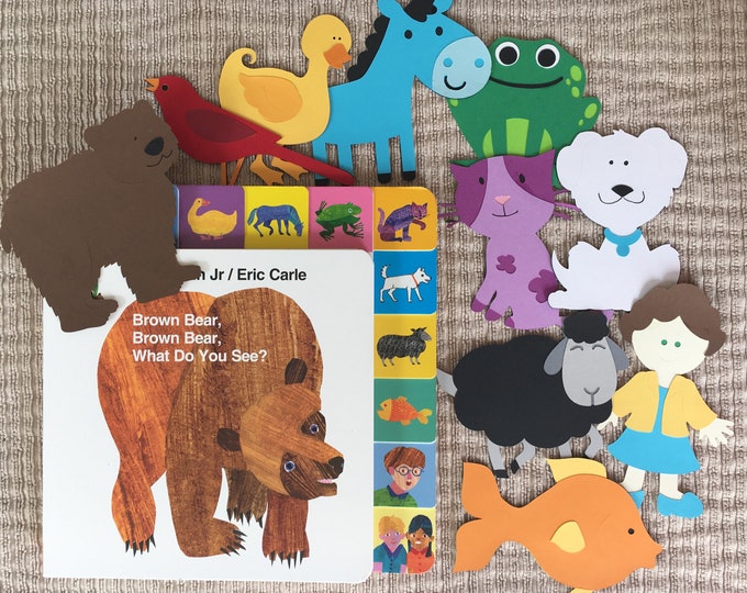 Brown Bear, Brown Bear Storybook Character Props  Felt / Flannel Board / Puppet Set for Literacy and Speech Therapy