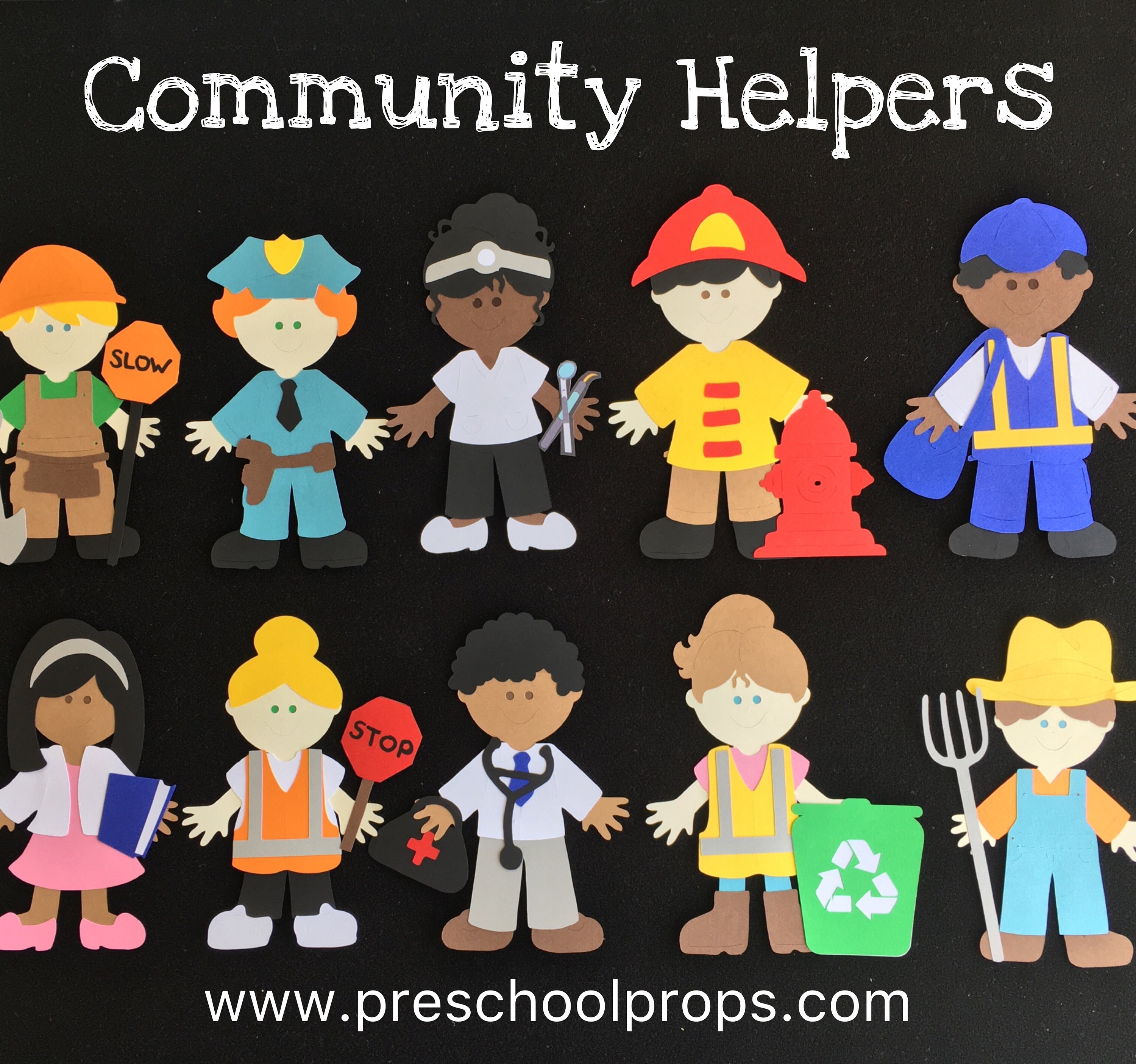 Community Helpers Felt Flannel Board Puppet Set For Literacy And Speech Therapy