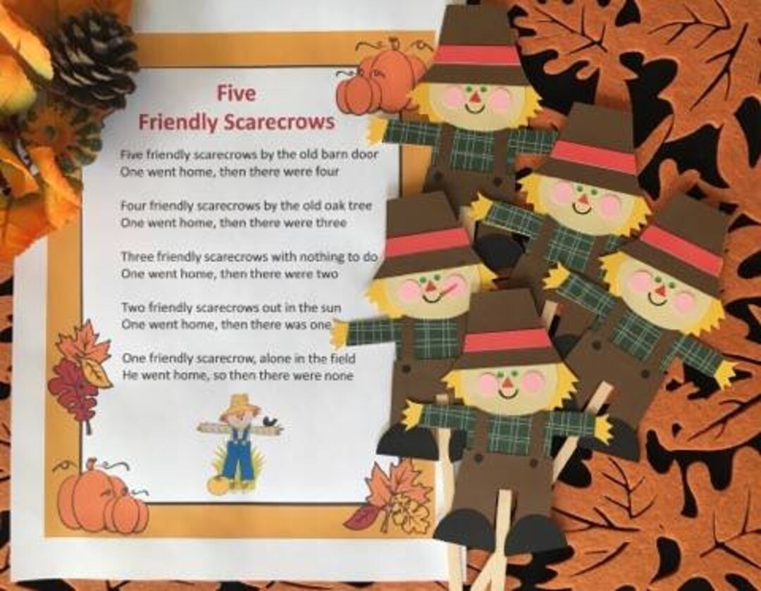 Five Friendly Scarecrows Felt / Flannel Board / Puppet Set for Literacy ...