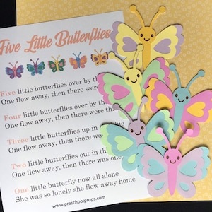 Five Little Butterflies  Felt / Flannel Board / Puppet Set for Literacy and Speech Therapy