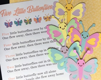 Five Little Butterflies  Felt / Flannel Board / Puppet Set for Literacy and Speech Therapy