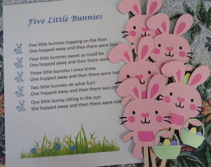 Five Little Bunnies  Felt / Flannel Board / Puppet Set for Literacy and Speech Therapy