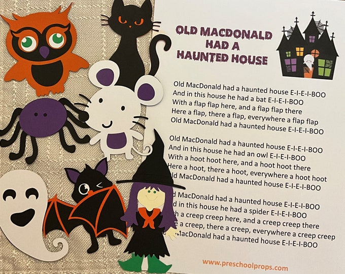 Old MacDonald had a Haunted House Felt / Flannel Board / Puppet Set for Literacy and Speech Therapy