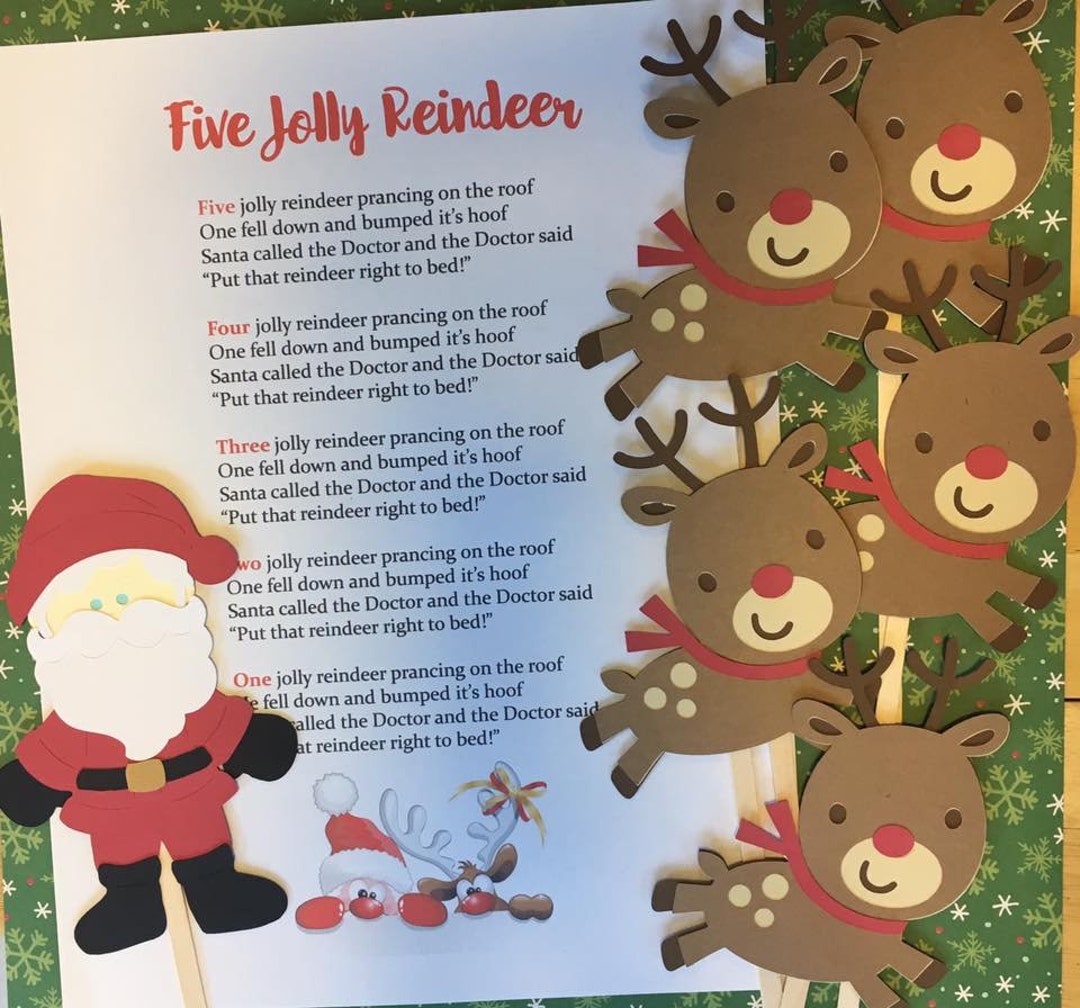 Five Jolly Reindeer Felt / Flannel Board / Puppet Set for Literacy and ...