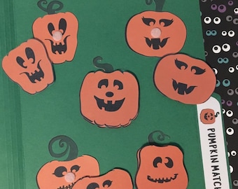 Pumpkin Face Matching File Folder