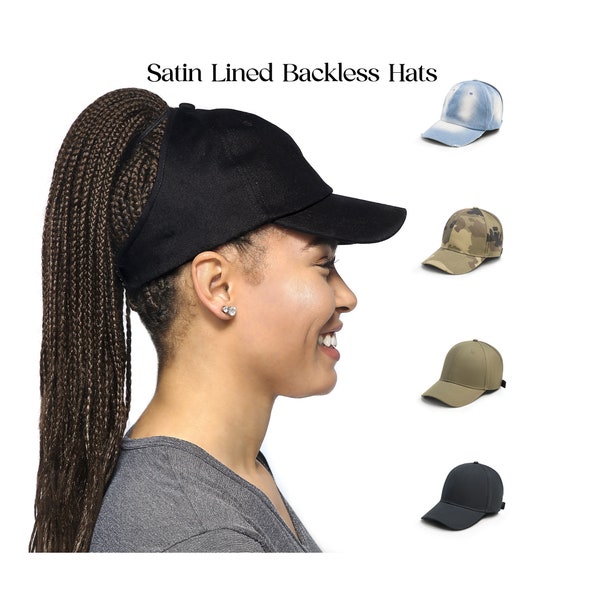 Chic Satin Lined Backless Baseball Cap - Ultimate Hair Care Accessory for Natural Hair Enthusiasts