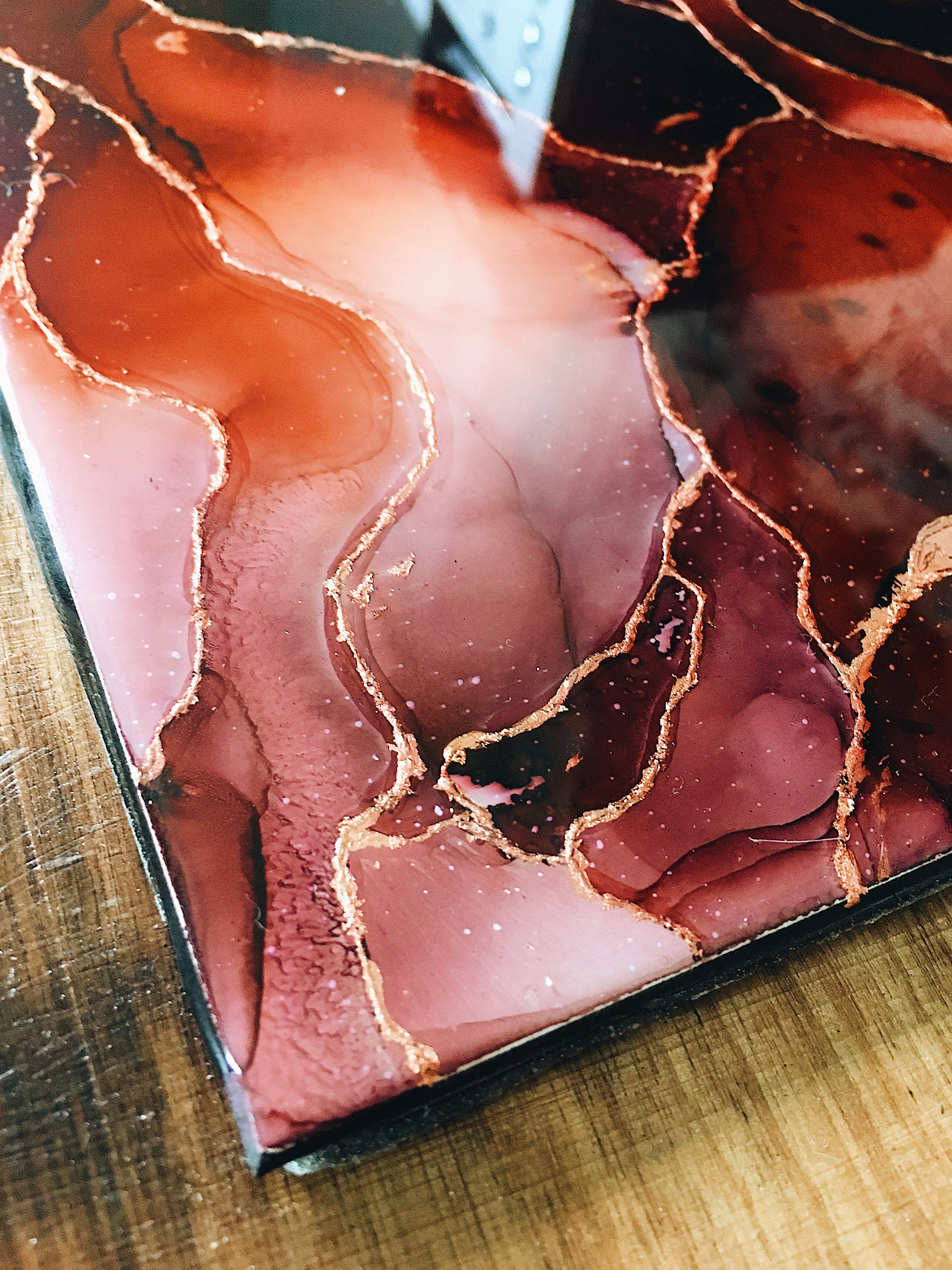 Alcohol Ink Wall Art With Gold Leaf. Resin Finished Abstract Etsy