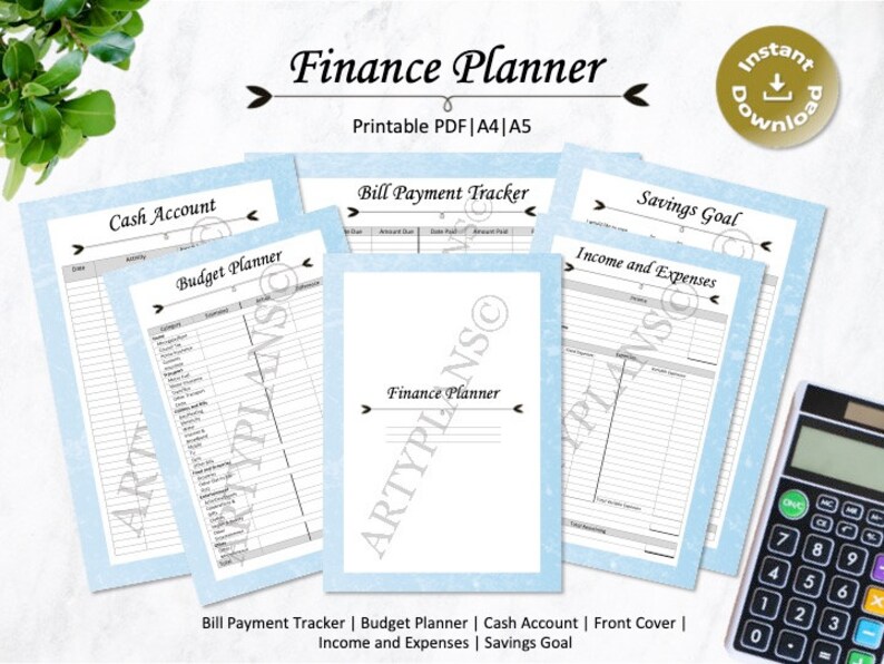 FINANCE PLANNER, Budget Planner and Tracker, Printable, PDF Format, 6 ...