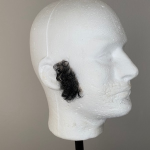 Black and grey synthetic sideburns / fully ventilated / perfect for costuming, cosplay, theatre and movies