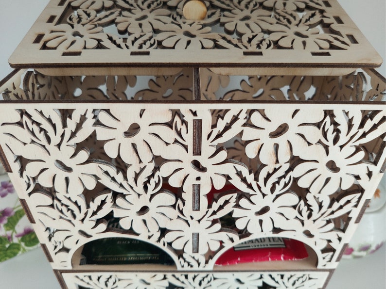 Tea Bag Box Tea Bag House Unpainted Wooden Tea Box Kitchen Etsy