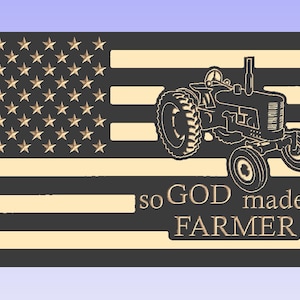 God Made a Farmer Tractor US Flag logo vcarve svg File for CNC laser engraving crv svg dxf