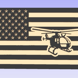 B105 Helo US Flag Helicopter logo vcarve svg File for CNC laser engraving crv svg dxf