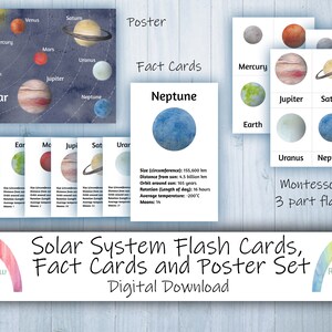 太陽系セット - フラッシュカード - 3 パートカード - ポスター