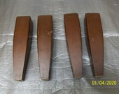 Vintage wooden square tapered MCM salvaged TV console legs for repurposing coffee end bedside table entertainment center stereo night stand