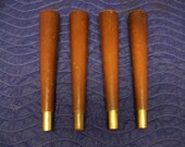 Vintage wooden round tapered MCM salvaged TV console legs for repurposing coffee end bedside table entertainment center stereo night stand