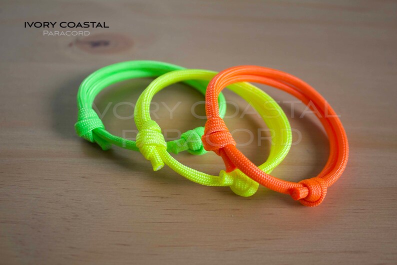Set of 3 Adjustable Neon Paracord Bracelets