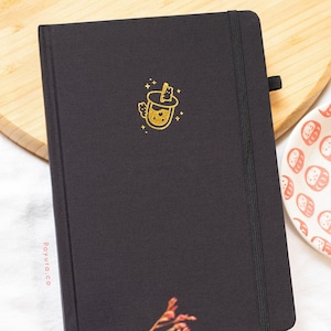 Boba Bullet Journal 180GSM Dot A5 - Black Bunny Asian Bubble Tea Cafe Drink - Planner coreano, taccuino, album da disegno, cancelleria