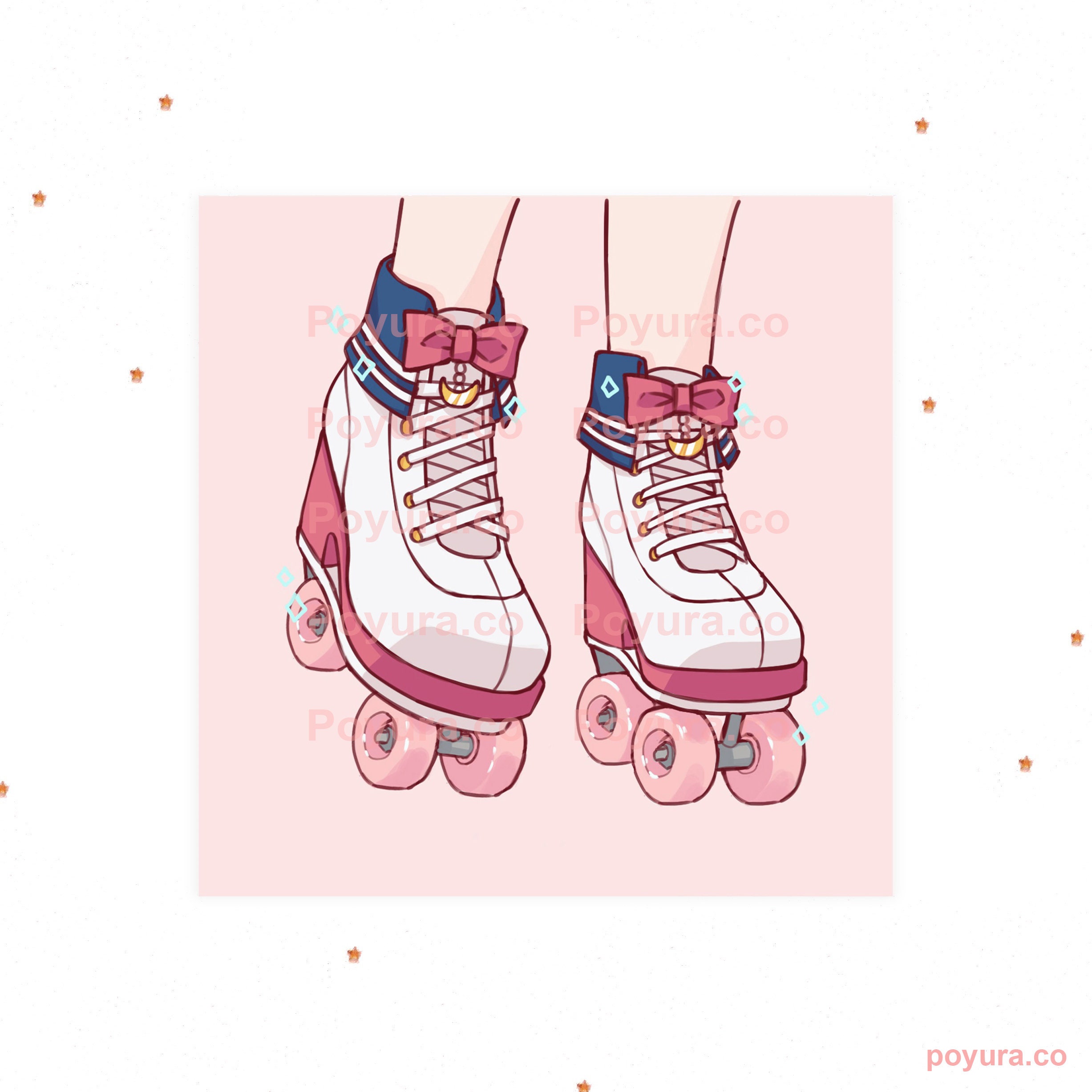 Download Art Print Roller Skates Aesthetic Retro Illustration Drawing Etsy