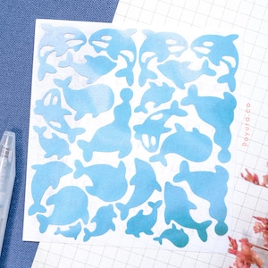 Wal Deko Sticker Sheet - Kpop Polco Fotokarten Journal Toploader - Mini Filler Meerestier Delfin Orca Hai Sticker - Penpal Bujo Planner