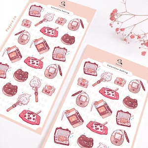 Hoja de pegatinas para hornear de San Valentín, consola de juegos retro con comida de oso adorable, tarjeta fotográfica Kpop Polco, diario de carga superior, planificador Bujo de amigos por correspondencia