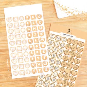 Hoja de pegatinas de letras de galletas de vainilla, alfabeto de dulces de bocadillos de comida de galletas lindas, planificador de revistas Kpop coreano Polco Deco Toploader Photocard