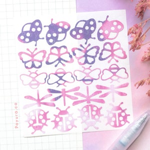 Foglio di adesivi Bugs Deco - Kpop Polco Photocard Journal Toploader - Farfalla Libellula Coccinella Ape - Mini adesivo da riempire Penpal Panner