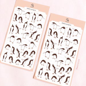 Adélie Penguin Sticker Sheet, Cute Funny Silly Antarctica Sea Animal, Journal Bujo Planner Penpal Deco, Japan Korean Kpop Polco Toploader
