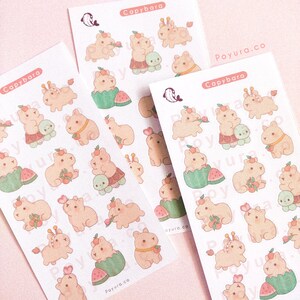 Capybara Sticker Sheet - Cute Japan Animal Yuzu Orange Citrus Watermelon Food - Kawaii Polco Deco Photocard Korean Kpop Journal Bujo Planner