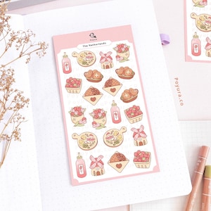 Foglio di adesivi olandesi, pane stroopwafel alla fragola, cibo, mulino a vento, tulipano, fiore, cartolina fotografica Polco Deco, diario coreano Kpop, Bujo Planner