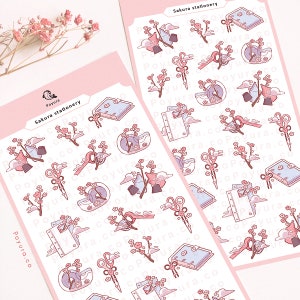 Sakura-Briefpapier-Aufkleberblatt, Buchstudien-Lesetagebuch, Brieffreund-Planer-Notizbuch, Kirschblüten-Schultisch-Washi-Tape, Kpop-Polco-Deko