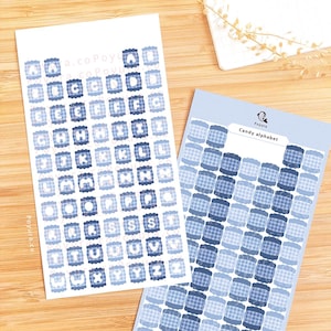 Feuille d’autocollants de lettre de bonbons aux bleuets, bonbons de collation de nourriture de café d’anniversaire, alphabet ABC Journal Bujo Planner, carte photo Polco Deco Toploader