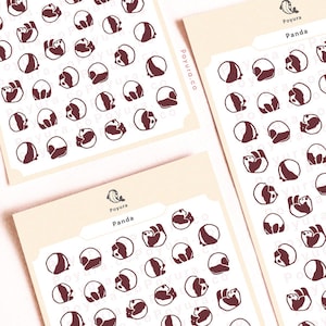 Foglio di adesivi Panda rotolante, divertente sciocco orso panda Cina Asia, diario carino Bujo Planner Penpal Deco, Giappone coreano Kpop Polco Toploader